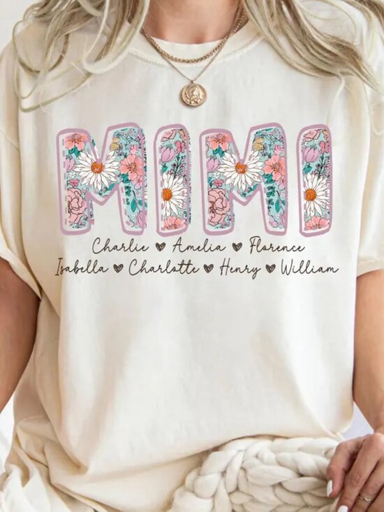 Tops - Mimi Shirt, Floral Mom Tee, Mothers Day Shirt Gift